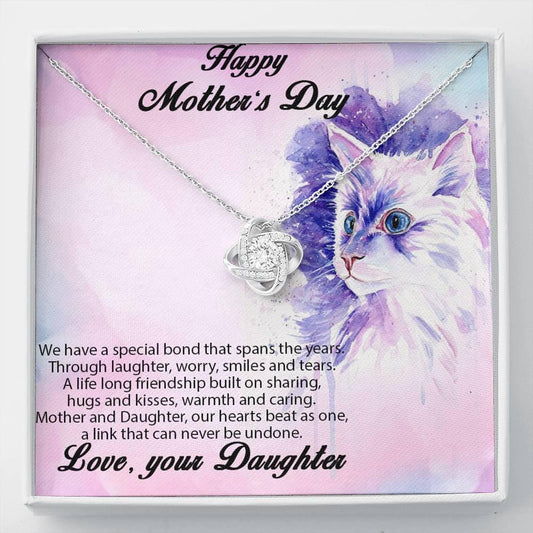 Mother from Daughter Love Knot Necklace Cat Message Card - Mallard Moon Gift Shop