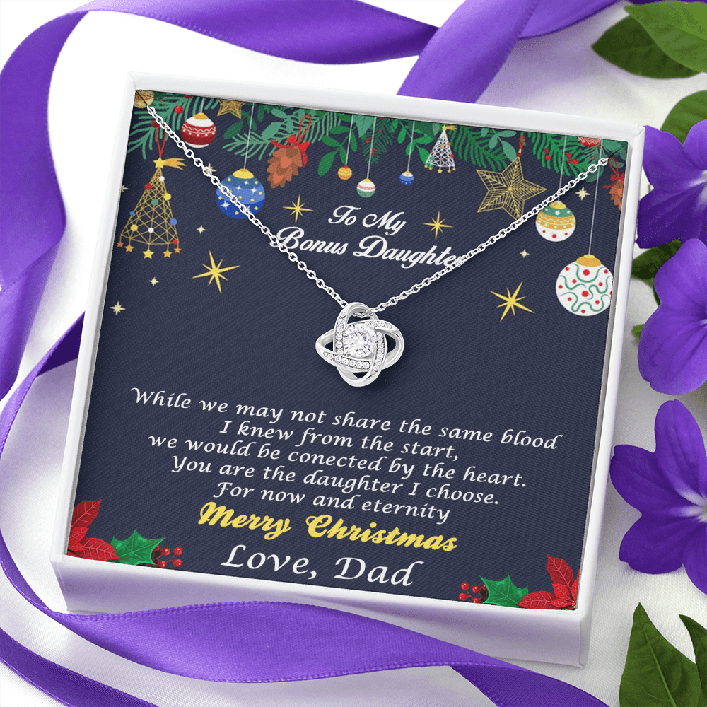 Bonus Daughter Pendant Necklace Custom Christmas Message Card with Gift Box from Dad - Mallard Moon Gift Shop