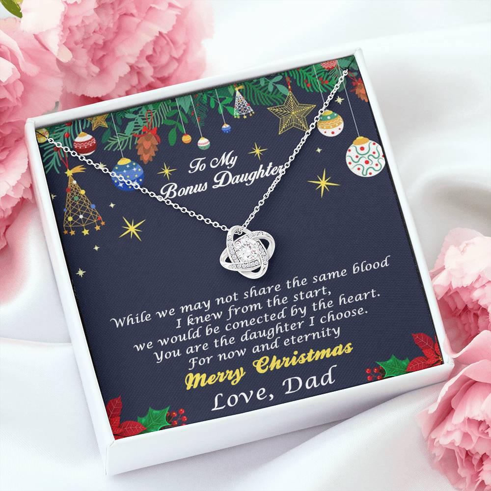 Bonus Daughter Pendant Necklace Custom Christmas Message Card with Gift Box from Dad - Mallard Moon Gift Shop