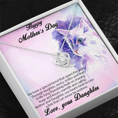 Mother from Daughter Love Knot Necklace Cat Message Card - Mallard Moon Gift Shop