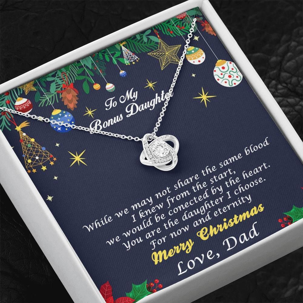 Bonus Daughter Pendant Necklace Custom Christmas Message Card with Gift Box from Dad - Mallard Moon Gift Shop