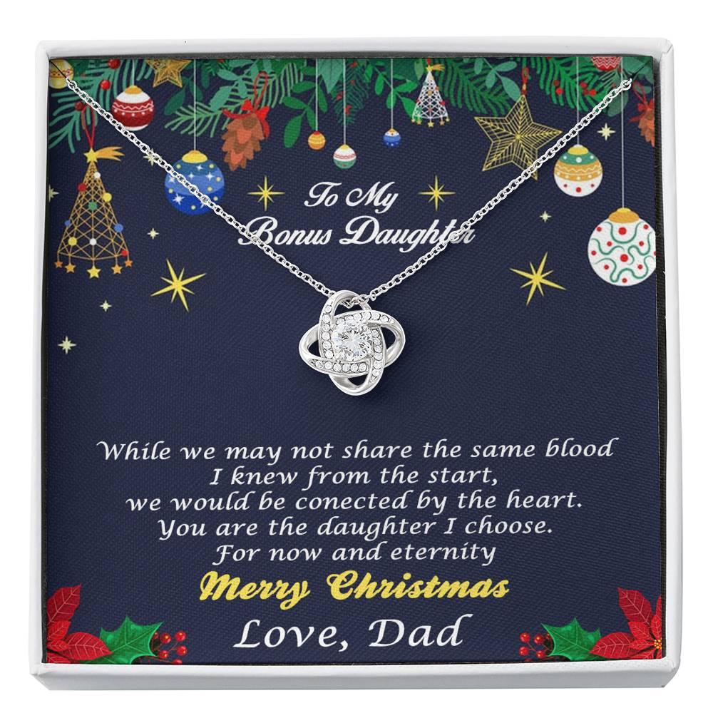 Bonus Daughter Pendant Necklace Custom Christmas Message Card with Gift Box from Dad - Mallard Moon Gift Shop