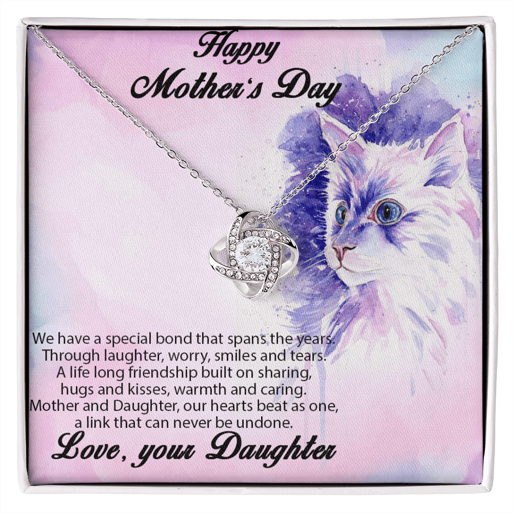 Mother from Daughter Love Knot Necklace Cat Message Card - Mallard Moon Gift Shop