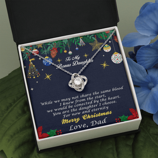 Bonus Daughter Pendant Necklace Custom Christmas Message Card with Gift Box from Dad - Mallard Moon Gift Shop