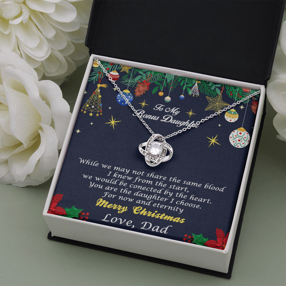 Bonus Daughter Pendant Necklace Custom Christmas Message Card with Gift Box from Dad - Mallard Moon Gift Shop