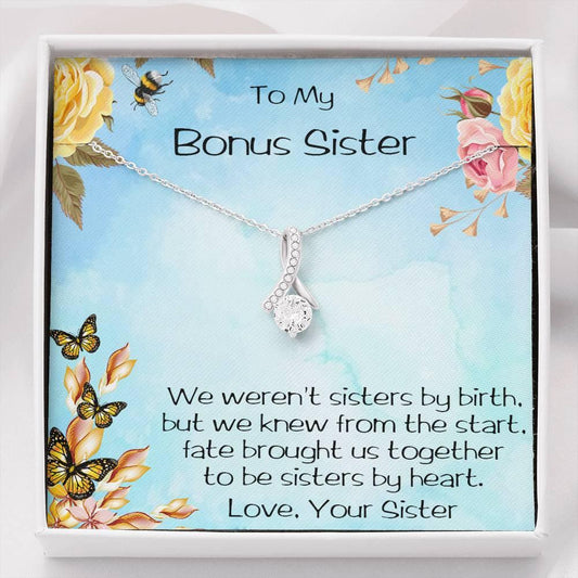 Bonus Sister CZ Pendant Necklace with Message Card Gift Box - Mallard Moon Gift Shop