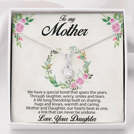 Gift for Mother Alluring Beauty CZ Pendant Necklace Message Card from Daughter - Mallard Moon Gift Shop