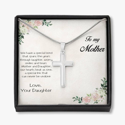 Gift for Mother White Gold Cross Pendant Necklace from Daughter Message Card Gift Box - Mallard Moon Gift Shop