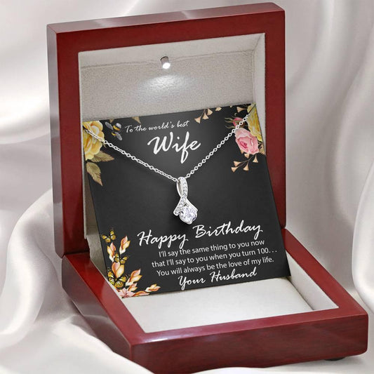 Birthday Gift for Wife CZ Pendant Necklace with Message Card - Mallard Moon Gift Shop
