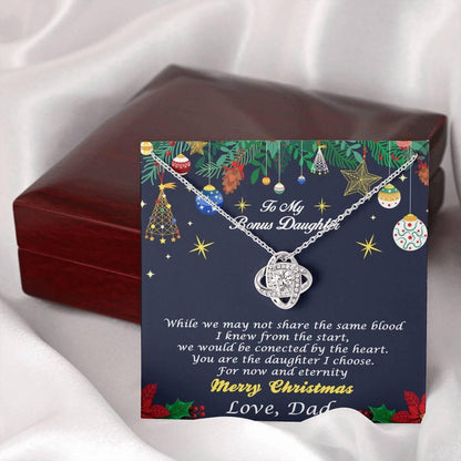 Bonus Daughter Pendant Necklace Custom Christmas Message Card with Gift Box from Dad - Mallard Moon Gift Shop