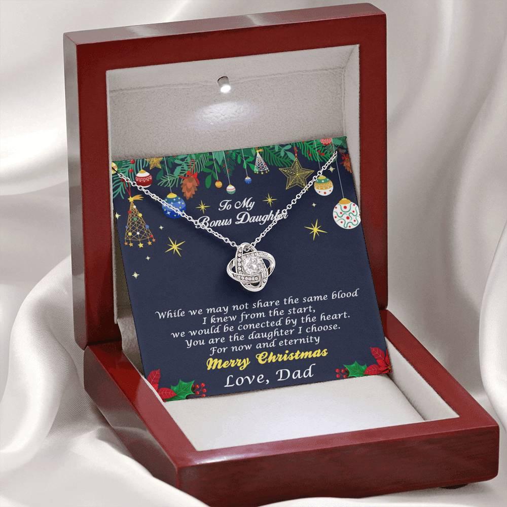 Bonus Daughter Pendant Necklace Custom Christmas Message Card with Gift Box from Dad - Mallard Moon Gift Shop