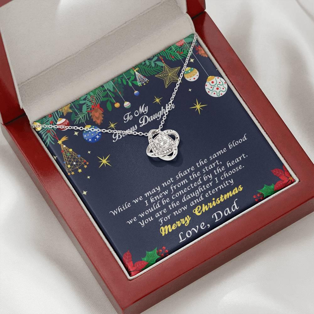 Bonus Daughter Pendant Necklace Custom Christmas Message Card with Gift Box from Dad - Mallard Moon Gift Shop