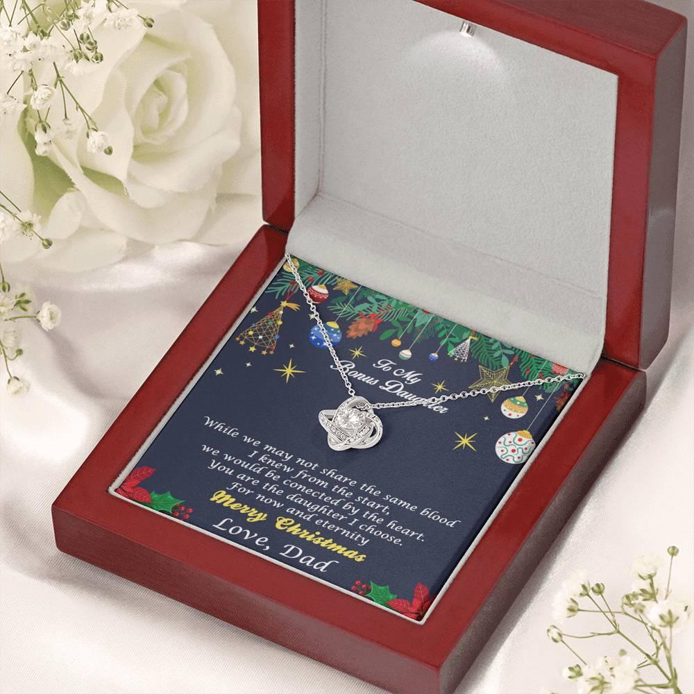 Bonus Daughter Pendant Necklace Custom Christmas Message Card with Gift Box from Dad - Mallard Moon Gift Shop