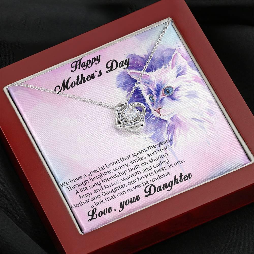 Mother from Daughter Love Knot Necklace Cat Message Card - Mallard Moon Gift Shop