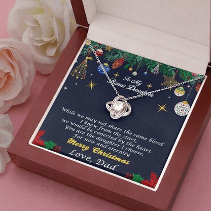 Bonus Daughter Pendant Necklace Custom Christmas Message Card with Gift Box from Dad - Mallard Moon Gift Shop