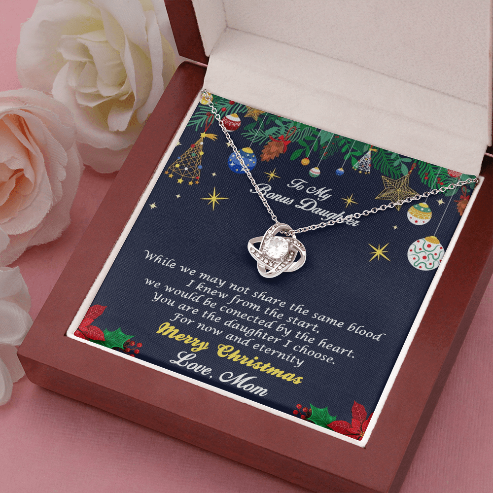 Bonus Daughter Pendant Necklace Christmas Message Card and Gift Box from Mom - Mallard Moon Gift Shop