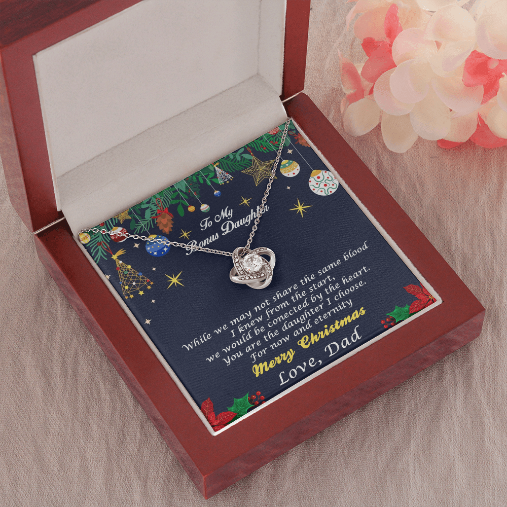 Bonus Daughter Pendant Necklace Custom Christmas Message Card with Gift Box from Dad - Mallard Moon Gift Shop