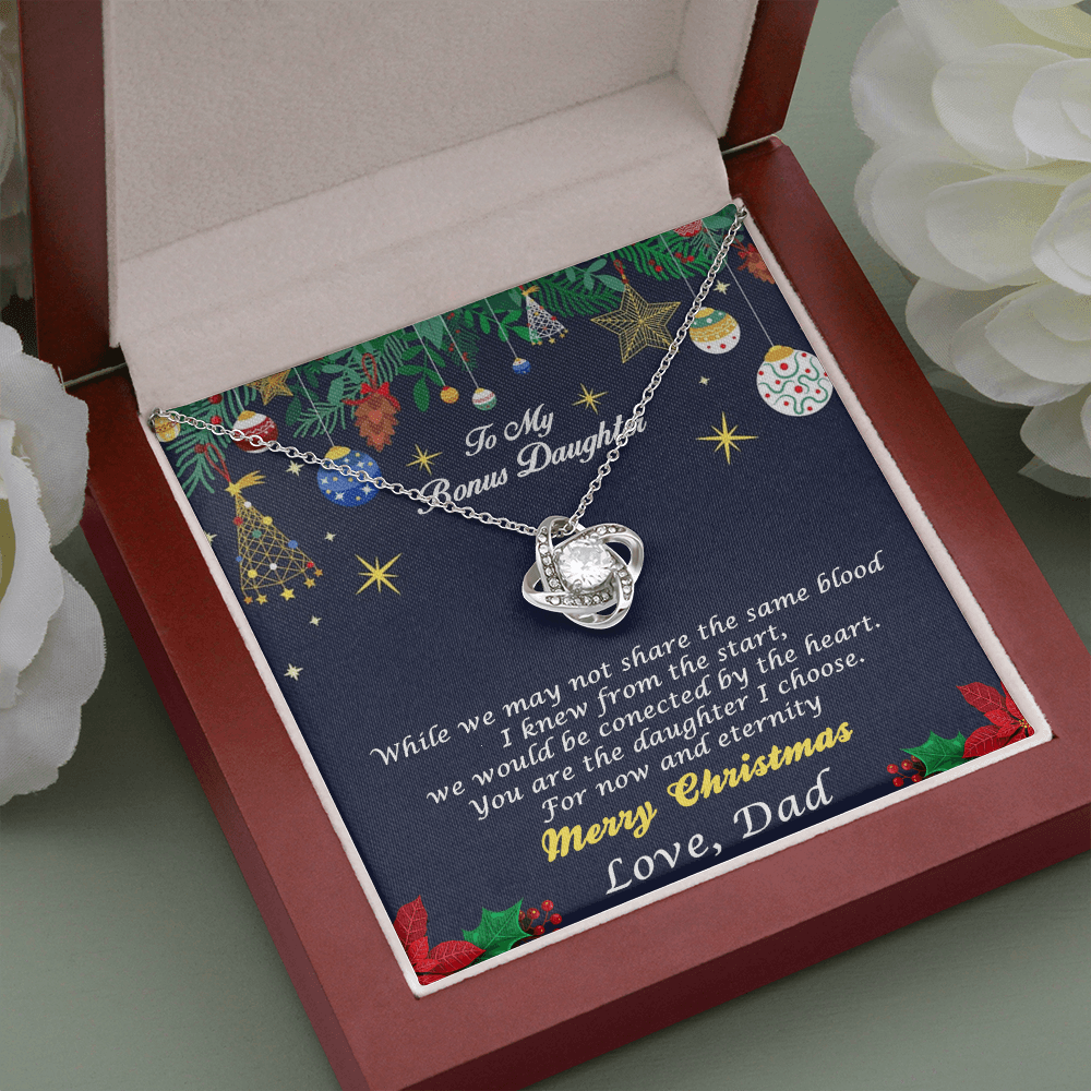 Bonus Daughter Pendant Necklace Custom Christmas Message Card with Gift Box from Dad - Mallard Moon Gift Shop