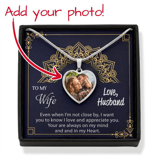Gift for Wife Custom Photo Upload Heart Pendant Necklace - Mallard Moon Gift Shop