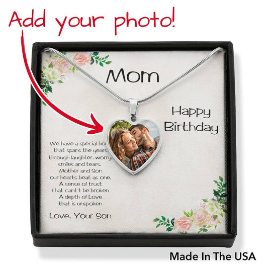 Mother Birthday Personalized Photo Upload Heart Pendant from Son - Mallard Moon Gift Shop