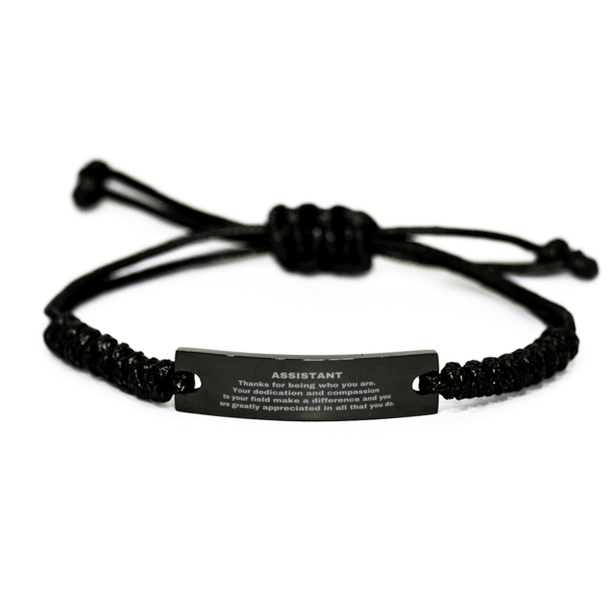 Assistant Black Braided Leather Rope Engraved Bracelet - Thanks for being who you are - Birthday Christmas Jewelry Gifts Coworkers Colleague Boss - Mallard Moon Gift Shop