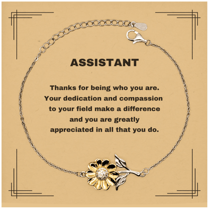 Assistant Sunflower Bracelet - Thanks for being who you are - Birthday Christmas Jewelry Gifts Coworkers Colleague Boss - Mallard Moon Gift Shop