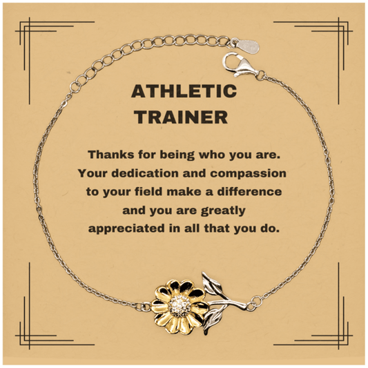 Athletic Trainer Sunflower Bracelet - Thanks for being who you are - Birthday Christmas Jewelry Gifts Coworkers Colleague Boss - Mallard Moon Gift Shop