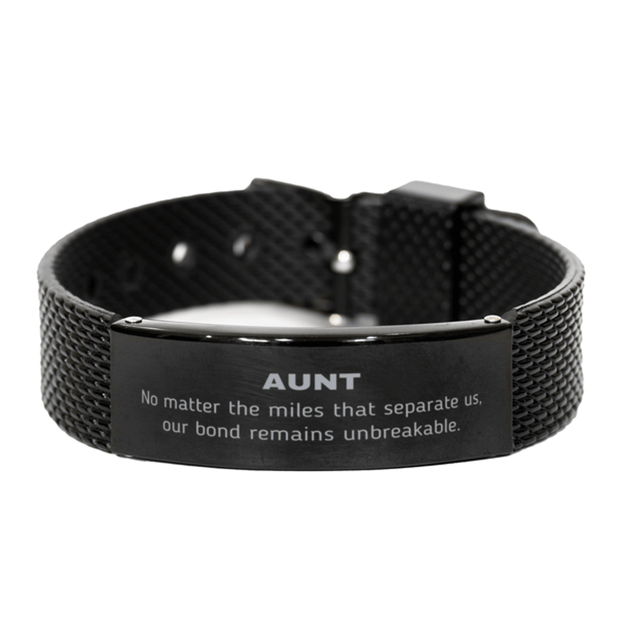 Aunt Long Distance Relationship Gifts, No matter the miles that separate us, Cute Love Black Shark Mesh Bracelet For Aunt, Birthday Christmas Unique Gifts For Aunt - Mallard Moon Gift Shop