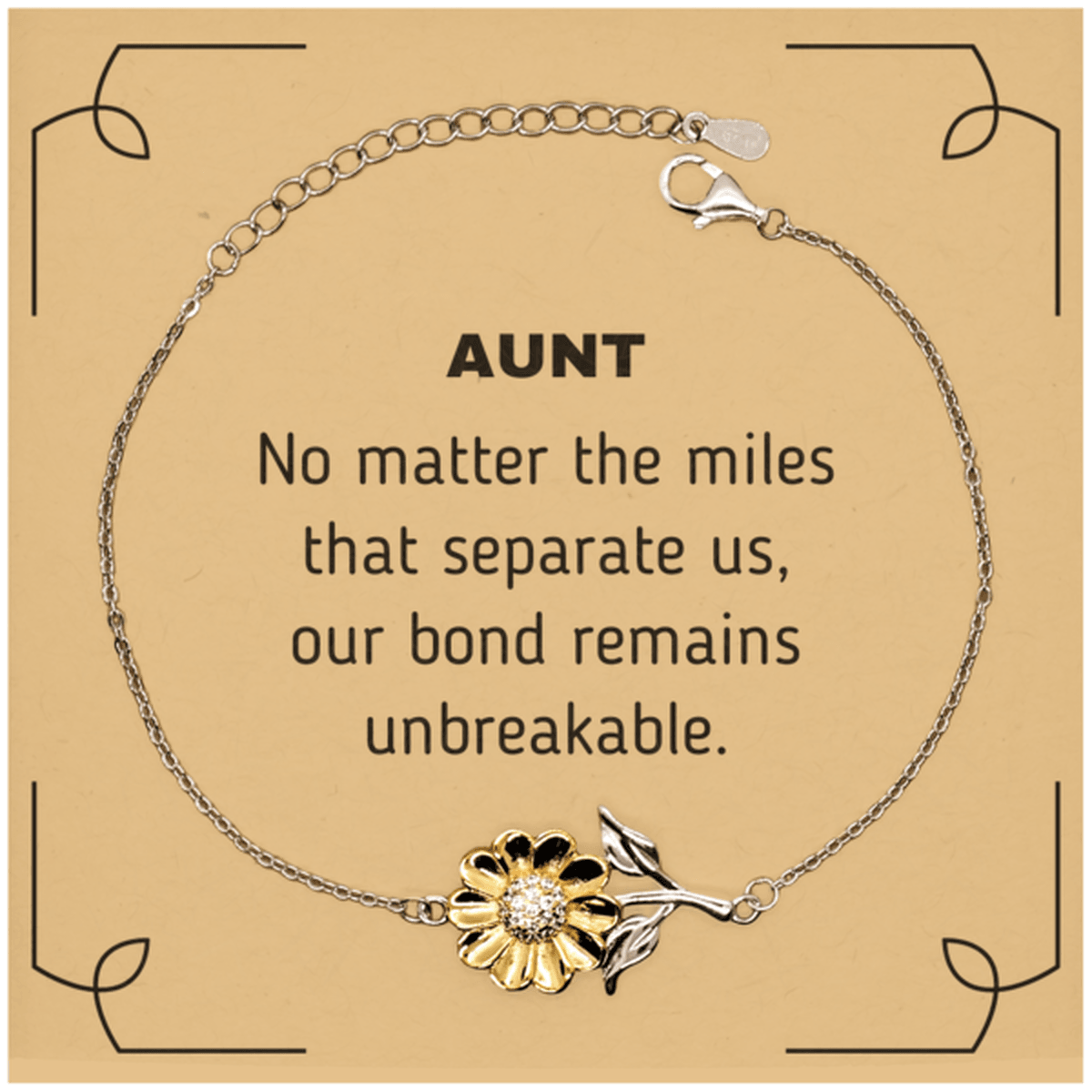 Aunt Long Distance Relationship Gifts, No matter the miles that separate us, Cute Love Sunflower Bracelet For Aunt, Birthday Christmas Unique Gifts For Aunt - Mallard Moon Gift Shop