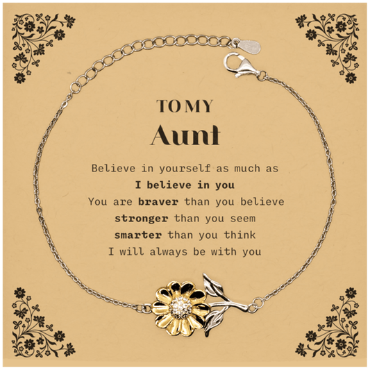 Aunt Sunflower Bracelet Gifts, To My Aunt You are braver than you believe, stronger than you seem, Inspirational Gifts For Aunt Card, Birthday, Christmas Gifts For Aunt Men Women - Mallard Moon Gift Shop