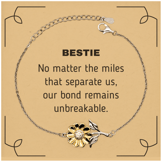 Bestie Long Distance Relationship Gifts, No matter the miles that separate us, Cute Love Sunflower Bracelet For Bestie, Birthday Christmas Unique Gifts For Bestie - Mallard Moon Gift Shop