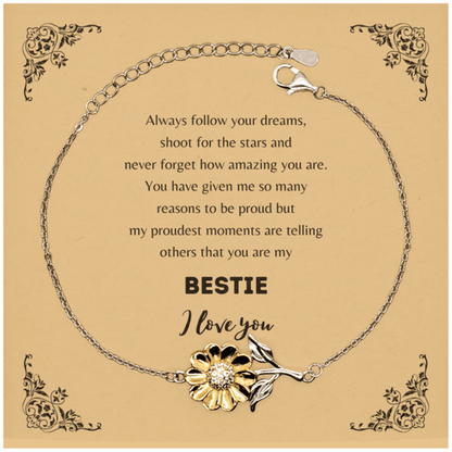 Bestie Sunflower Bracelet - Always Follow your Dreams - Birthday, Christmas Holiday Jewelry Gift - Mallard Moon Gift Shop