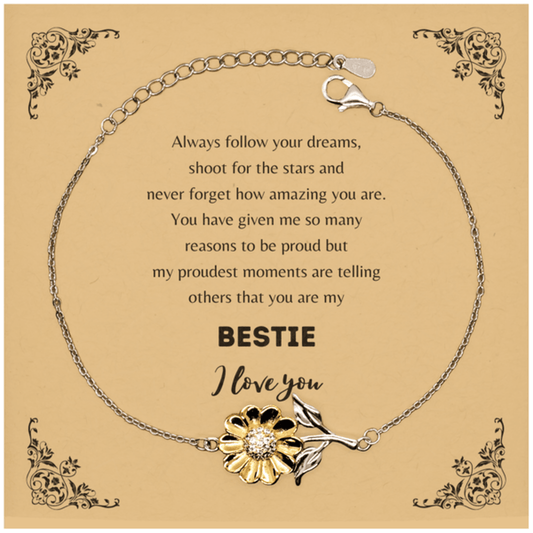 Bestie Sunflower Bracelet - Always Follow your Dreams - Birthday, Christmas Holiday Jewelry Gift - Mallard Moon Gift Shop