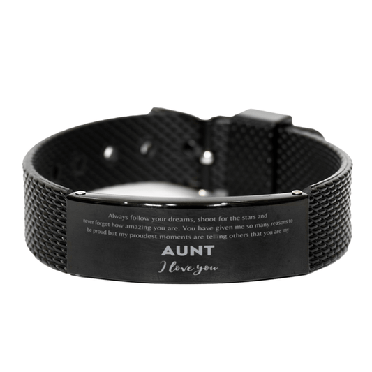 Black Shark Mesh Bracelet for Aunt Present, Aunt Always follow your dreams, never forget how amazing you are, Aunt Birthday Christmas Gifts Jewelry for Girls Boys Teen Men Women - Mallard Moon Gift Shop