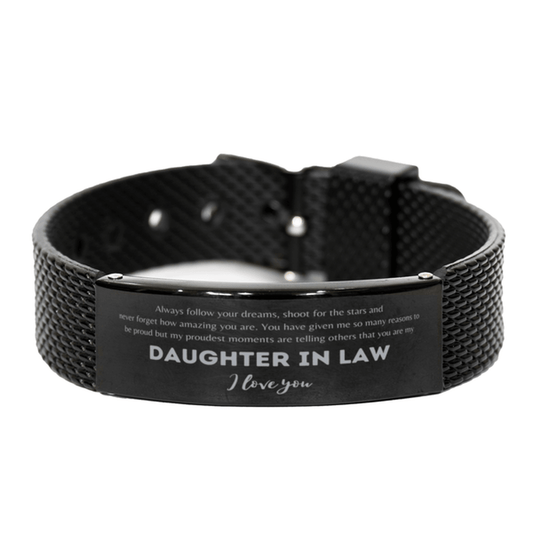 Black Shark Mesh Bracelet for Daughter In Law Present, Daughter In Law Always follow your dreams, never forget how amazing you are, Daughter In Law Birthday Christmas Gifts Jewelry for Girls Boys Teen Men Women - Mallard Moon Gift Shop