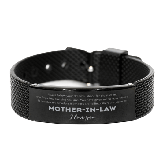 Black Shark Mesh Bracelet for Mother-In-Law Present, Mother-In-Law Always follow your dreams, never forget how amazing you are, Mother-In-Law Birthday Christmas Gifts Jewelry for Girls Boys Teen Men Women - Mallard Moon Gift Shop