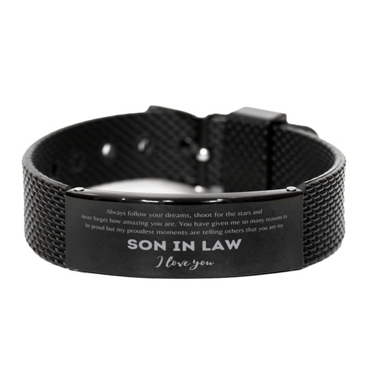 Black Shark Mesh Bracelet for Son In Law Present, Son In Law Always follow your dreams, never forget how amazing you are, Son In Law Birthday Christmas Gifts Jewelry for Girls Boys Teen Men Women - Mallard Moon Gift Shop
