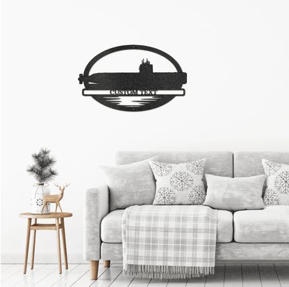 Navy Battleship USS Sargo Submarine Silhouette Custom Metal Art Wall Sign - Mallard Moon Gift Shop