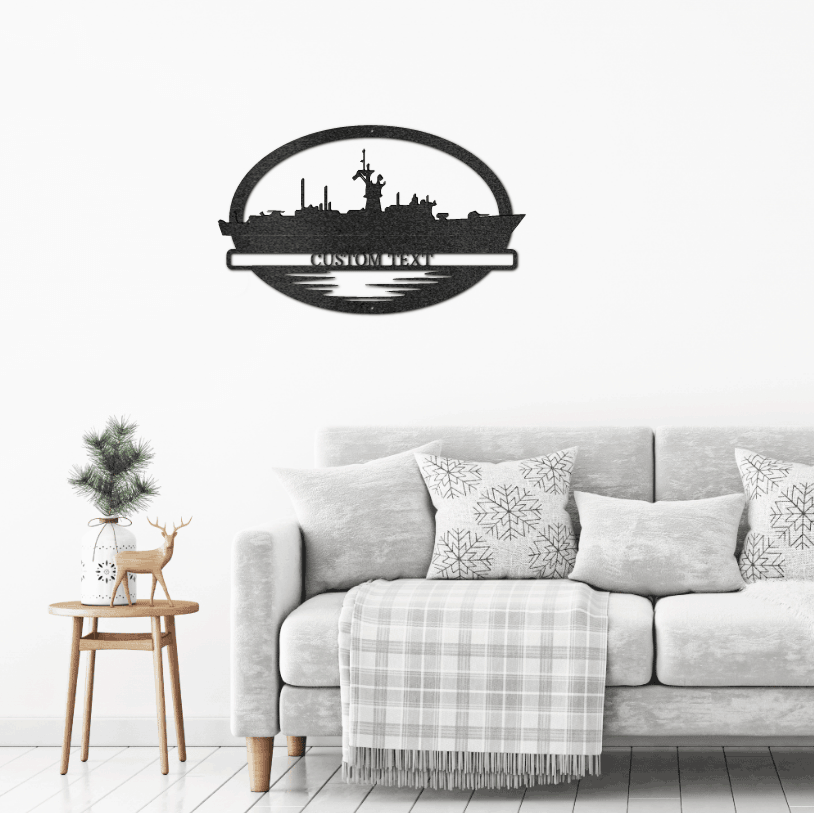 Navy Battleship USS Thomas C. Hart Silhouette Custom Metal Art Wall Sign - Mallard Moon Gift Shop