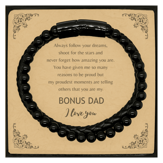 Bonus Dad Braided Stone Leather Bracelet Always follow your dreams, never forget how amazing you are, Birthday Christmas Gifts Jewelry - Mallard Moon Gift Shop