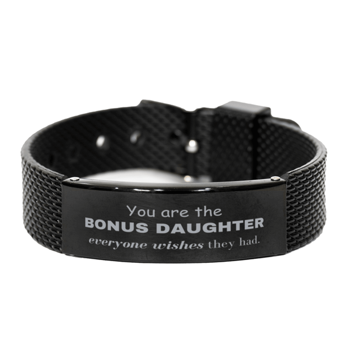 Bonus Daughter Black Shark Mesh Bracelet, Everyone wishes they had, Inspirational Bracelet For Bonus Daughter, Bonus Daughter Gifts, Birthday Christmas Unique Gifts For Bonus Daughter - Mallard Moon Gift Shop