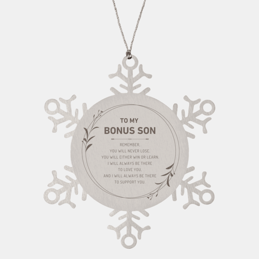 Bonus Son Ornament Gifts, To My Bonus Son Remember, you will never lose. You will either WIN or LEARN, Keepsake Snowflake Ornament For Bonus Son, Birthday Christmas Gifts Ideas For Bonus Son X-mas Gifts - Mallard Moon Gift Shop