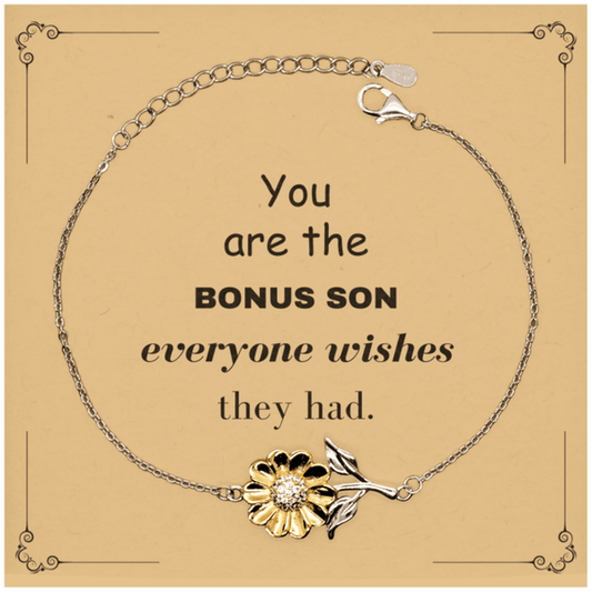 Bonus Son Sunflower Bracelet, Everyone wishes they had, Inspirational Bracelet For Bonus Son, Bonus Son Gifts, Birthday Christmas Unique Gifts For Bonus Son - Mallard Moon Gift Shop