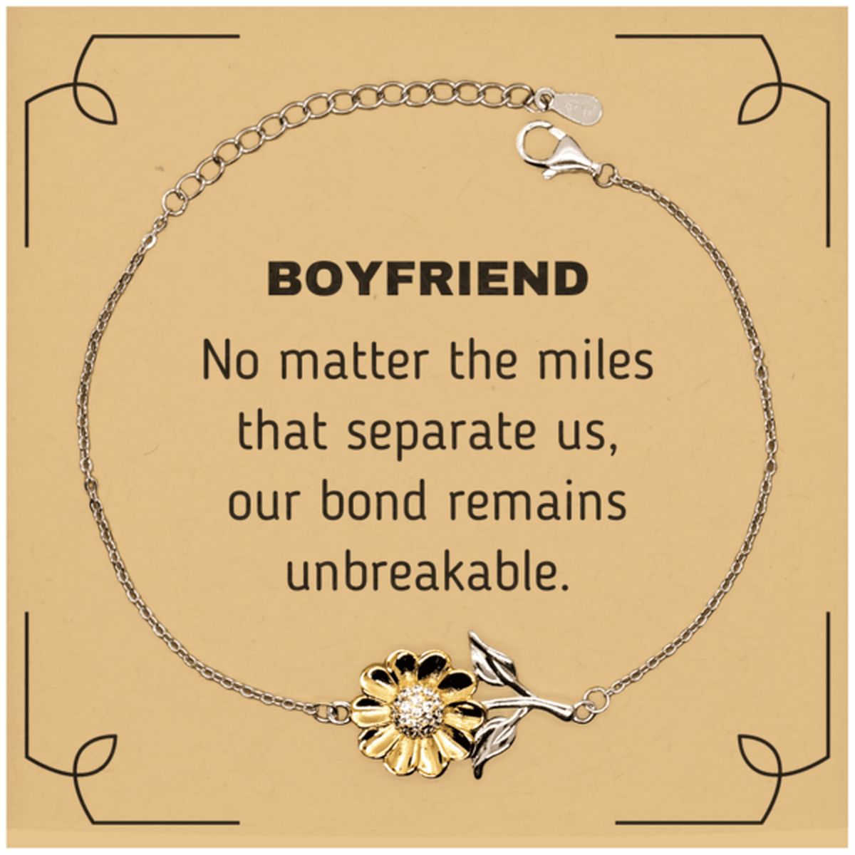 Boyfriend Long Distance Relationship Gifts, No matter the miles that separate us, Cute Love Sunflower Bracelet For Boyfriend, Birthday Christmas Unique Gifts For Boyfriend - Mallard Moon Gift Shop