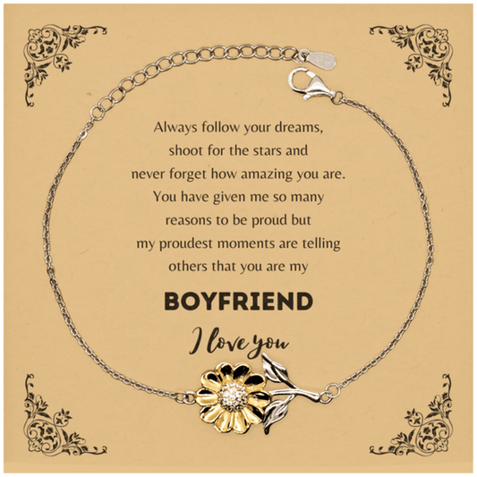 Boyfriend Sunflower Bracelet - Always Follow your Dreams - Birthday, Christmas Holiday Jewelry Gift - Mallard Moon Gift Shop