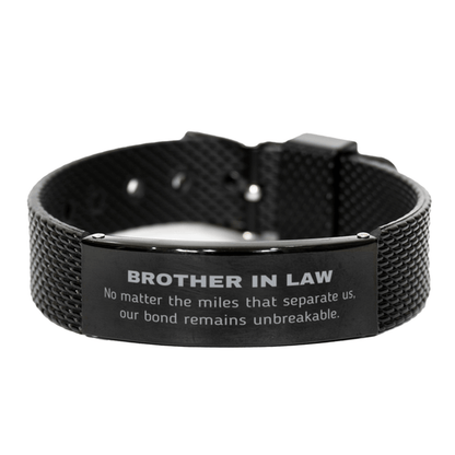 Brother In Law Long Distance Relationship Gifts, No matter the miles that separate us, Cute Love Black Shark Mesh Bracelet For Brother In Law, Birthday Christmas Unique Gifts For Brother In Law - Mallard Moon Gift Shop