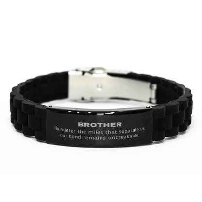 Brother Long Distance Relationship Gifts, No matter the miles that separate us, Cute Love Black Glidelock Clasp Bracelet For Brother, Birthday Christmas Unique Gifts For Brother - Mallard Moon Gift Shop