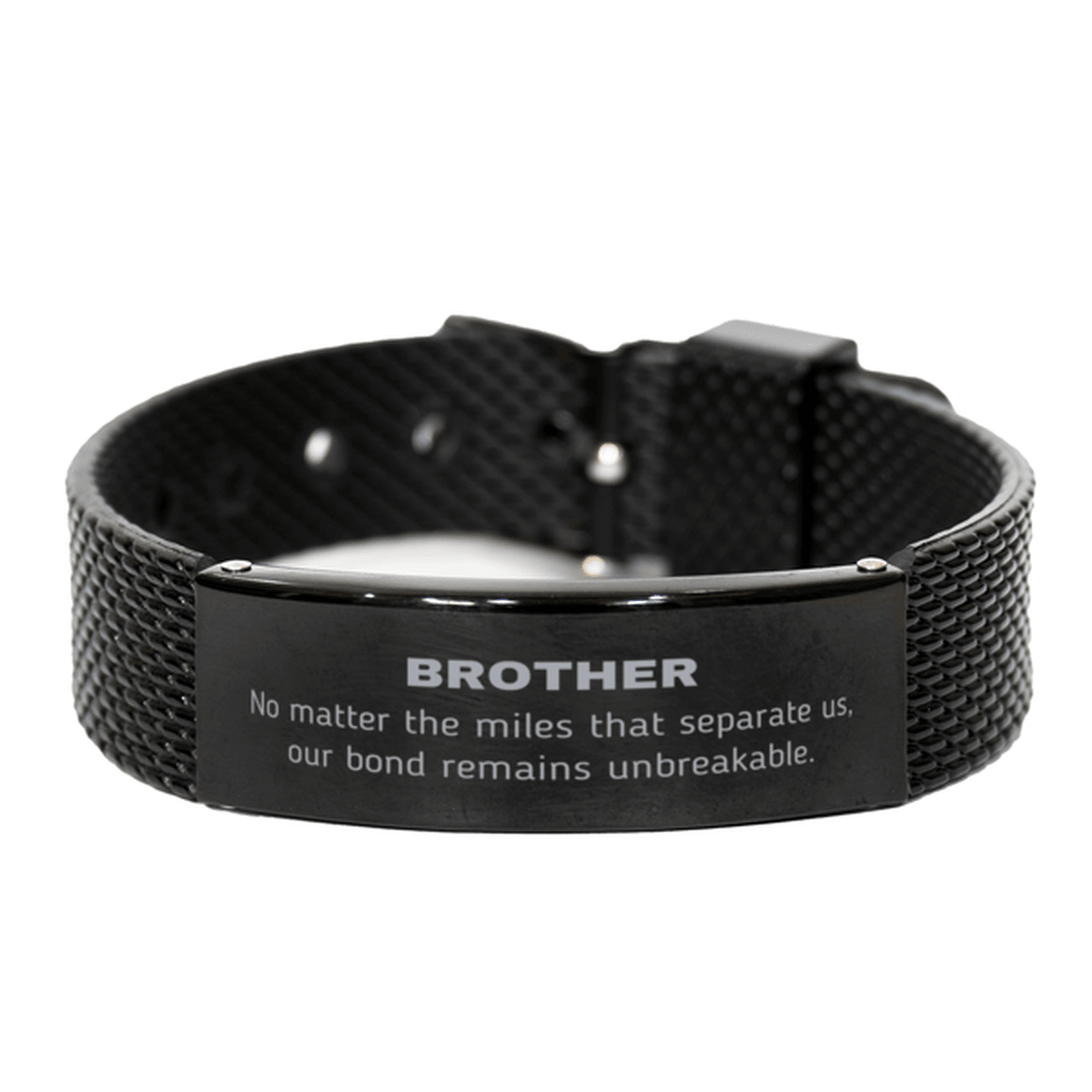 Brother Long Distance Relationship Gifts, No matter the miles that separate us, Cute Love Black Shark Mesh Bracelet For Brother, Birthday Christmas Unique Gifts For Brother - Mallard Moon Gift Shop