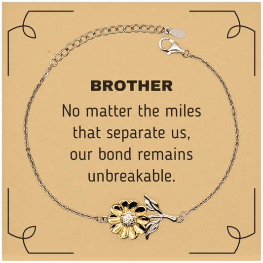 Brother Long Distance Relationship Gifts, No matter the miles that separate us, Cute Love Sunflower Bracelet For Brother, Birthday Christmas Unique Gifts For Brother - Mallard Moon Gift Shop