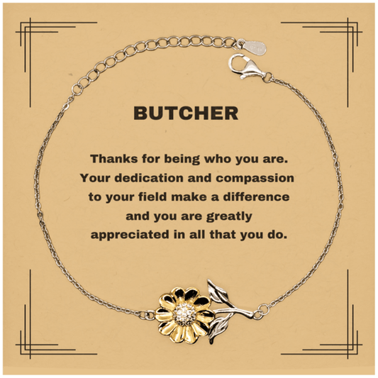 Butcher Sunflower Bracelet - Thanks for being who you are - Birthday Christmas Jewelry Gifts Coworkers Colleague Boss - Mallard Moon Gift Shop